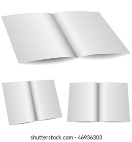 Blank opened folder in 3 variants isolated on white background.