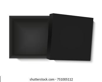 Blank opened gift box, isolated on white background, vector illustration. Poster, card or brochure template.