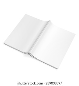 Blank Opened Magazine Back Cover, Book, Booklet, Brochure. On White Background Isolated. Mock Up Template Ready For Your Design. Product Packing Vector EPS10