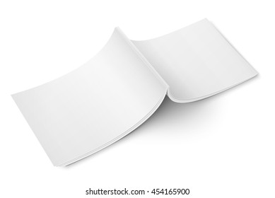 Blank opened magazine back cover template on white background. Wide format. Vector illustration. Ready for your design.