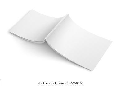 Blank opened magazine back cover template on white background. Wide format. Vector illustration. Ready for your design.