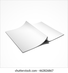 Blank Opened Magazine Back Cover, Book, Booklet, Brochure. On White Background Isolated. Mock Up Template Vector EPS10.
