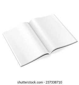 Blank Opened Magazine, Book, Booklet, Brochure. On White Background Isolated. Mock Up Template Ready For Your Design. Product Packing Vector EPS10