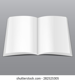 Blank Opened Magazine, Book, Booklet, Brochure. Illustration Mock Up Template Ready For Your Design. Vector EPS10