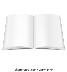 Blank Opened Magazine, Book, Booklet, Brochure. Illustration Isolated On White Background. Mock Up Template Ready For Your Design. Vector EPS10