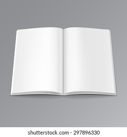 Blank Opened Magazine, Book, Booklet, Brochure. Illustration Mock Up Template Ready For Your Design. Vector EPS10