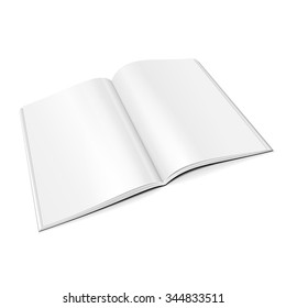 Blank Opened Magazine, Book, Booklet, Brochure. Illustration Isolated On White Background. Mock Up Template Ready For Your Design. Vector EPS10