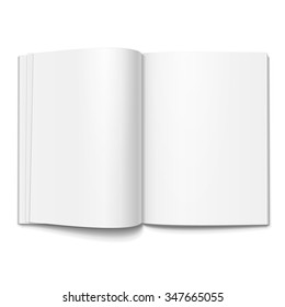 Blank Opened Magazine, Book, Booklet, Brochure. Illustration Isolated On White Background. Mock Up Template Ready For Your Design. Vector EPS10