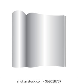 Blank Opened Magazine, Book, Booklet, Brochure on White Background. For Your Design. 