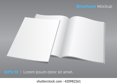 Blank opened magazine or brochure mockup. 