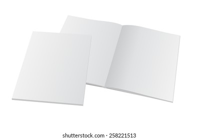 Blank opened magazine with cover. Vector mockup template illustration.