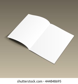 Blank opened magazine mockup template on gold background. Realistic vector EPS10 illustration.