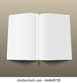 Blank opened magazine mockup template on gold background. Realistic vector EPS10 illustration.