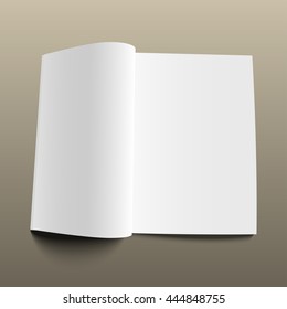 Blank opened magazine mockup template on gold background. Realistic vector EPS10 illustration.