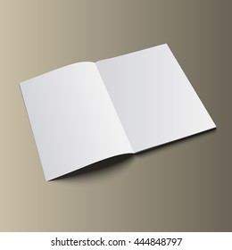 Blank opened magazine mockup template on gold background. Realistic vector EPS10 illustration.