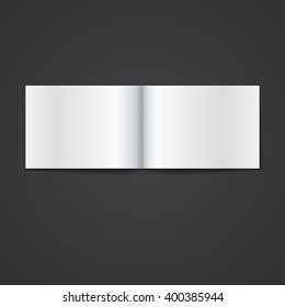 Blank opened magazine template, isolated  on dark background Vector illustration.