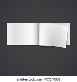 Blank opened magazine template, isolated  on dark background Vector illustration.