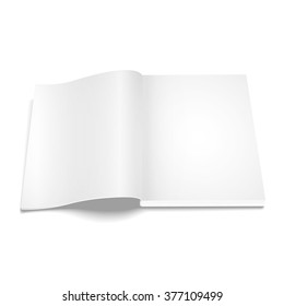 Blank opened magazine template on white background 
