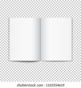 Blank opened magazine template. Open book page clean booklet or magazine template background.