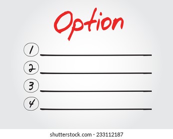 Blank OPTION list, vector concept background