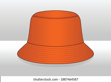 Blank Orange Bucket Hat Template, Vector File