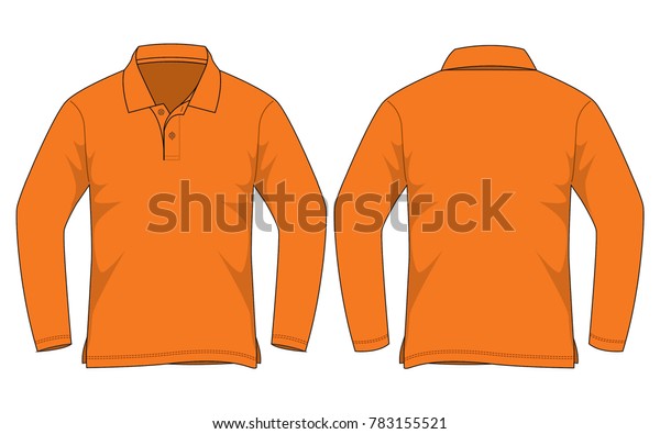 Download Blank Orange Long Sleeve Polo Shirt Stock Vector Royalty Free 783155521