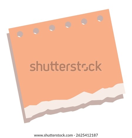 Blank orange notepaper with a ripped bottom edge is waiting to be written on