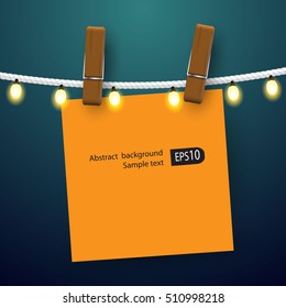 Blank Orange notes hanging on clothesline