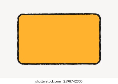 Blank orange rectangle with black border on a light background. Simple, minimalistic design with a bold orange rectangle. Ideal for templates or backgrounds. Minimal illustration vector.