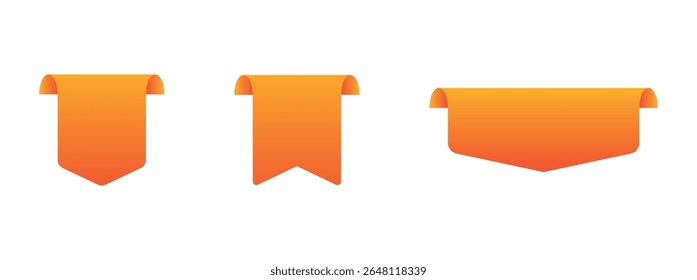 Blank Orange Ribbon and Label Set – Vector Design Elements