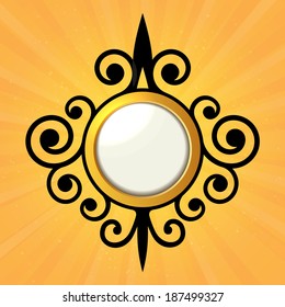 Blank Orange Sticker with Curled Border. Vector