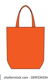 Bolsa De Tote De Color Naranja En Blanco Con Vector De Manos Para Plantilla