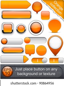 Blank orange web buttons for website or app. Vector eps10.