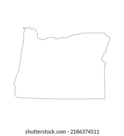 Blank Oregon vector map silhouette illustration isolated on white background. High detailed illustration. United state of America country. Empty editable Oregon line contour map.