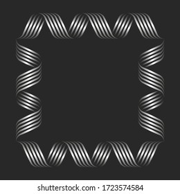 Blank ornate square frame mockup of metal ribbons, empty feminine border template for design