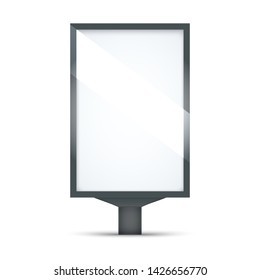 Blank outdoor lightbox isolated on white background. City Lightbox with black and silver frame. Vector illustration