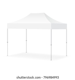 Blank outdoor marquee tent mock up isolated on white background. Trade show equipment. Vector illustration