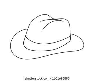 Blank outline of a hat. Headdress icon, hat. Isolated outline on a white background. Flat style
