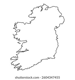 Blank Outline Map of Ireland border island Coastline Silhouette