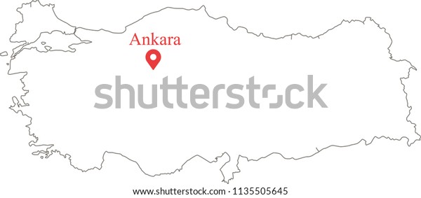 Blank Outline Map Turkey Border Capital Stock Vector Royalty Free
