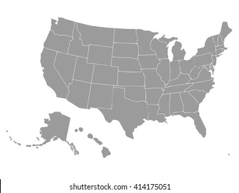 Blank outline map of USA