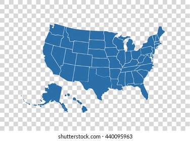 Blank outline map of USA