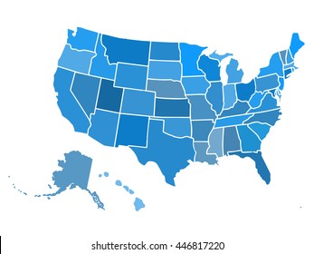 Blank outline map of USA