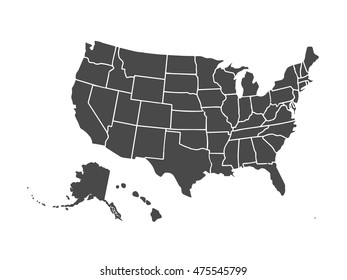 Blank outline map of USA