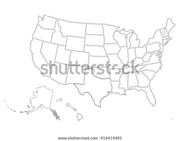 Blank Outline Map Usa Stock Vector Royalty Free 414414481