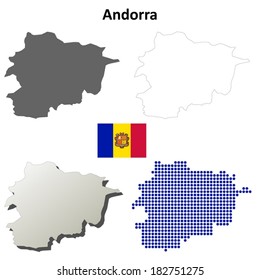 Blank outline maps of Andorra - vector version