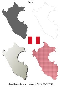 Blank outline maps of Peru - vector version