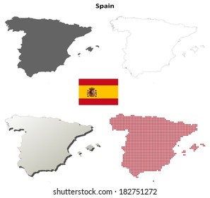 Blank outline maps of Spain - vector version