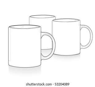 Blank outlined mugs