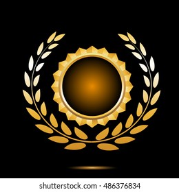 Blank Oval gold Laurel Wreath Label, Sticker, Banner,
